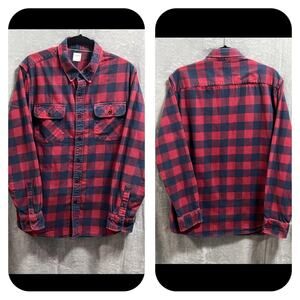 Red and navy plaid flannel